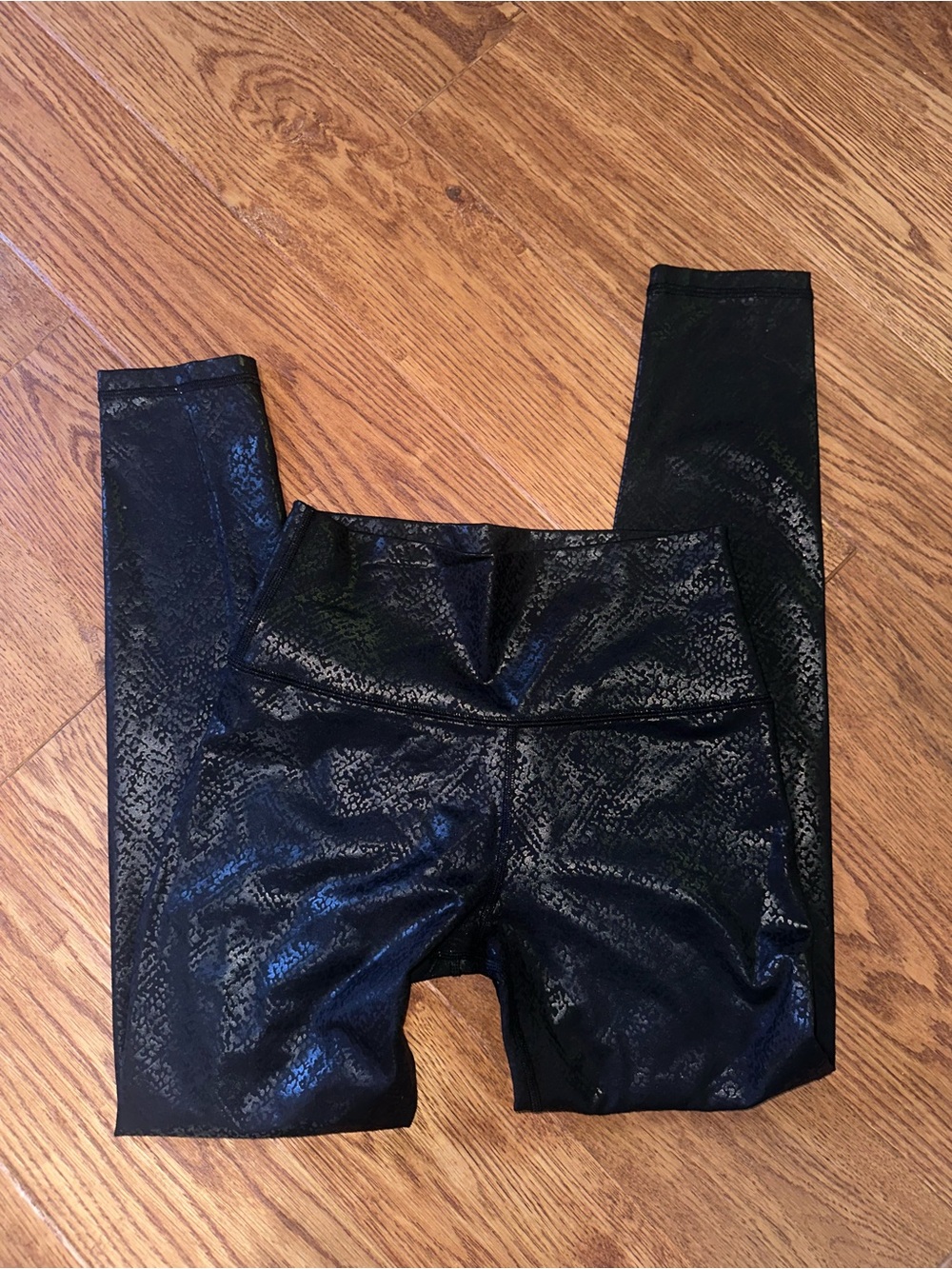 Shiny Black Patterned Girls' Leggings